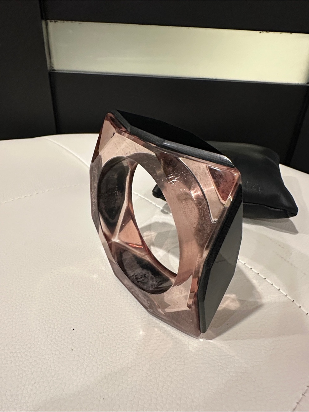 Clear & Black Geometric Statement Cuff Bracelet Rose Tint